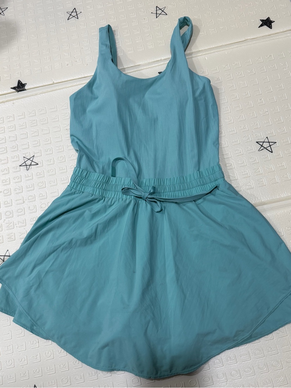 Teal Tank Dress with Waist Tie